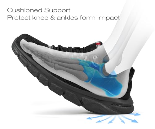 Image of LARNMERN Non Slip Steel Toe Shoes for Men Comfortable Work Safety Sneakers Lightweight Indestructible Walking Tennis Shoes All Black