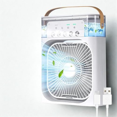 Image of Cooler for Room Cooling Mini AC Portable Mini Fan Artic Cooler with 7 Colors LED Light, 1 /2 /3 H Timer, 3 Wind Speeds and 3 Spray Modes for Office,Home,Dorm,Travel