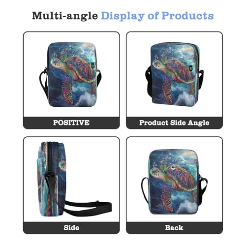 Crossbody Bag Colorful Sea Turtles Messenger Bag for Women Men Purse Shoulder Bag Satchel Bag with Adjustable Strap 214B89064