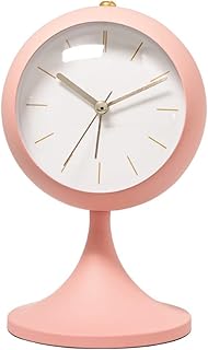 Reloj despertador de metal de diseño elegante con una base antideslizante y mecanismo de movimiento suave en casa (rosa)