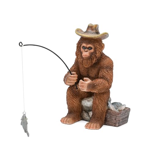 SUYNYBHF Bigfoot Statue - Bigfoot Fishing Resin Figures 7.2 Inches, Sasquatch Gifts. Bigfoot Decoration is Suitable for Outdoor and Indoor Decor. Garden Bigfoot Decor Father's Day