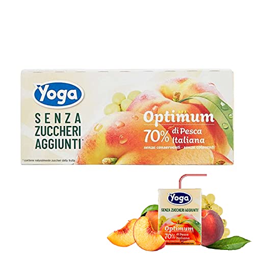 Yoga Succo Optimum Pesca Italiana Senza Zuccheri Aggiunti 8 Confezioni da 3 x 200 ml