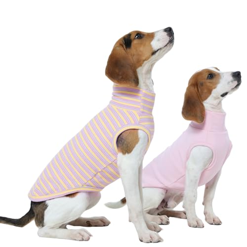 Kuoser 2 Pack Dog Sweater, Soft Dog Sweaters for Small Medium Large Dogs, Sleeveless Pet Fleece Vest,Puppy Pullover Sweatshirt for Boys & Girls, Turtleneck Dogs Winter Coat Clothes