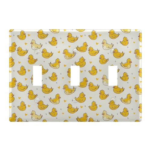 Light Switch Cover Cute Yellow Rubber Duck Wall Plates for Electrical Outlets 3 Gang 202b5394
