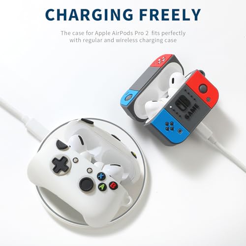 Image of Gedicht for Airpods Pro 2nd Generation Case, Funny 3D Cartoon Game Controller Design Silicone Soft Cases with Keychain