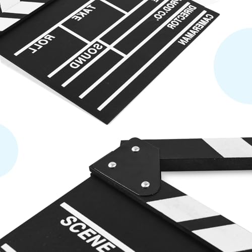 Image of KISEER 12 inchx11 inch Movie Film Clap Board Wooden Movie Clapboard Film Clapper Board (Black)