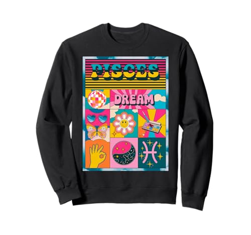 Horóscopo retro colorido del zodiaco de Piscis Sudadera