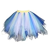 Adult Women 80's Plus Size Tutu Skirt Layered Tulle Petticoat Halloween Tutu Blue/Pink/Green