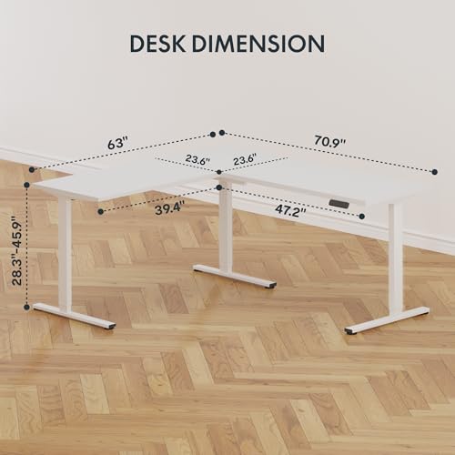 Image of SANODESK 71 inch Reversible L-Shaped Electric Standing Corner Computer Desk