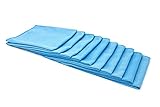 [Diamond Glass] Microfiber Window and Chrome Microfiber Towel (16'x16') Blue - 10 Pack | Streak-Free, Lint-Free Glass Cleaning