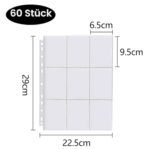 Miniatura 2 de Newpop 60 Páginas Fundas Para Cartas Doble Cara Con 1080 Bolsillos, Funda Carta Transparentes, Protectores Sobres 11 Agujeros Accesorios Coleccionables, Baloncesto, Fútbol Tarjetas