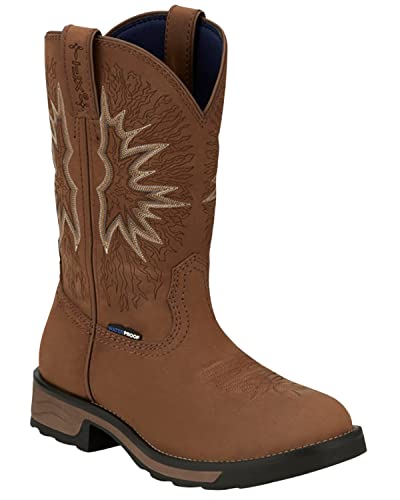 Tony Lama Men's Boom Saddle Cowhide Pull-On Soft Western Work Boot Round Toe Tan 10.5 D