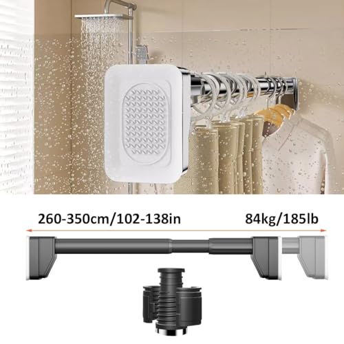 ZDHFFFUK Barra De Cortina De Ducha Telescópica Postes De Cortina Poste De Cortina De Puerta Barra De Tensión para Cortina De Ducha Extensible Sin Perforación con Autobloqueo (Color : Black, Size : 26