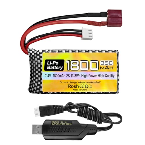 Fytoo 7.4V 35C 1800mAh LiPo Battery for RC Cars