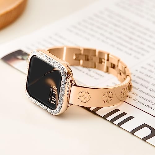 Image of Missair Compatible with Apple Watch Band 38mm 40mm 41mm 42mm 44mm 45mm 46mm 49mm, Stainless Steel Metal Strap Women Dressy Bracelet Wristband for iWatch Series 11 10 9 8 7 6 5 4 3 2 1 SE Ultra
