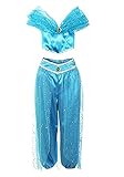 WangsCanis Mädchen Damen Phantasie Pailletten Kostüm Party Prinzessin Halloween Carnival Cosplay Kostüm Sets (S, Dunkelblau)