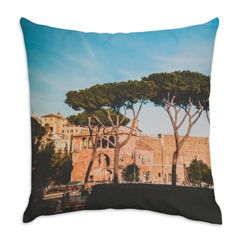 Kissen aus weißem Samt – Forum de Trajan Via Dei Fori Imperiali Rom Italien – 40 x 40 cm – samtige Haptik – Bezug und Kissen inklusive Kissen aus weißem Samt – Forum de Trajan Via Dei Fori Imperiali Rom Italien – 40 x 40 cm – samtige Haptik – Bezug und Kissen inklusive