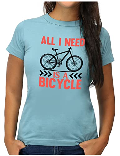 T-shirt de vélo All I Need is a Bicycle l'esprit de liberté cycliste en coton bleu clair