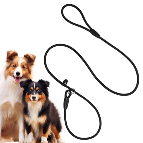 Black 1.5m Dog Lead - Durable Strong Training Slip Rope Leash With Anti-Pull for Dogs