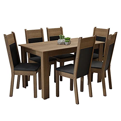Conjunto Sala de Jantar Madesa Medelin Mesa Tampo de Madeira com 6 Cadeiras - Rustic/preto... Conjunto Sala de Jantar Madesa Medelin Mesa Tampo de Madeira com 6 Cadeiras - Rustic/preto...