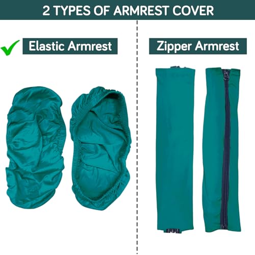 Image of HOKIPO 'SereneSolids' 140 GSM Armrest Covers for Office Chair (Elastic Style), 1 Pair, Teal (AR-5933-TEAL)