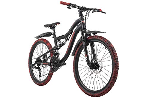 Kinderfahrrad MTB Fully 24'' Crusher schwarz-rot RH 36 cm