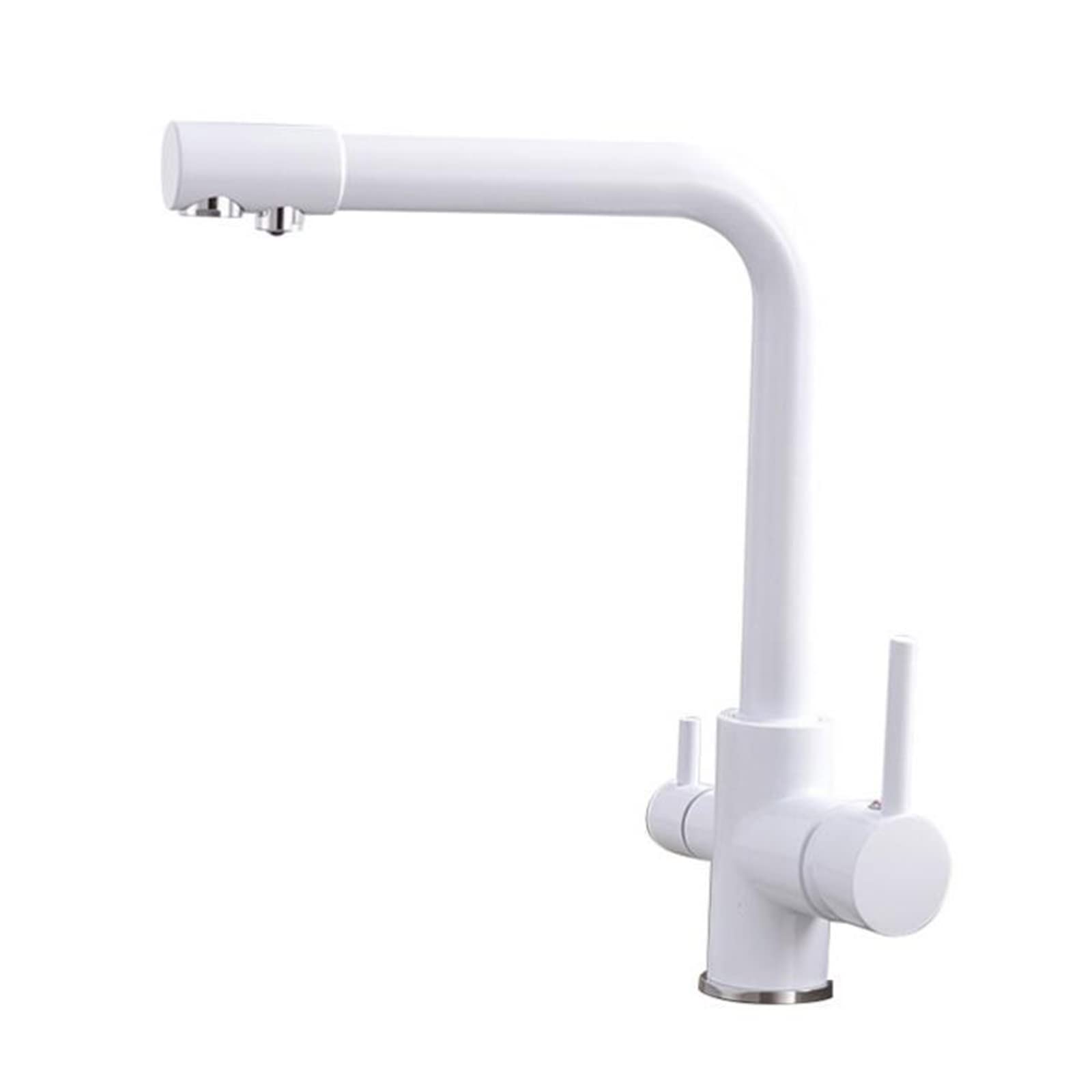 Robinet cuisine 3 voies eau filtrée chaude froide mitigeur laiton blanc