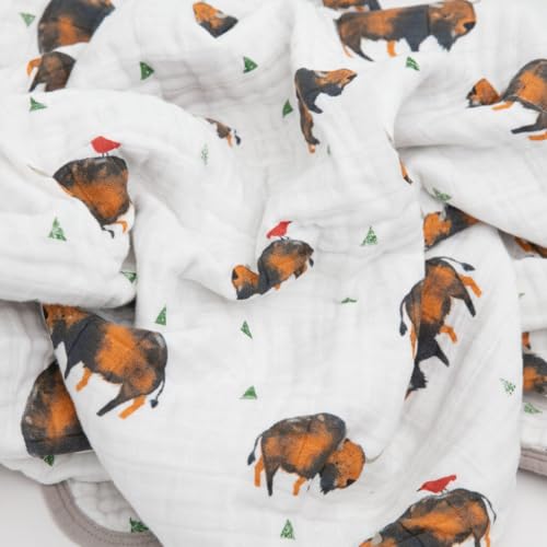Image of Little Unicorn Muslin Quilt Blanket | 100% Cotton Soft Multi-Layered Muslin Fabric | Toddler & Baby Blanket | 47 inchx47 inch | for Nursery, Crib, Shower Gifts (Bison)