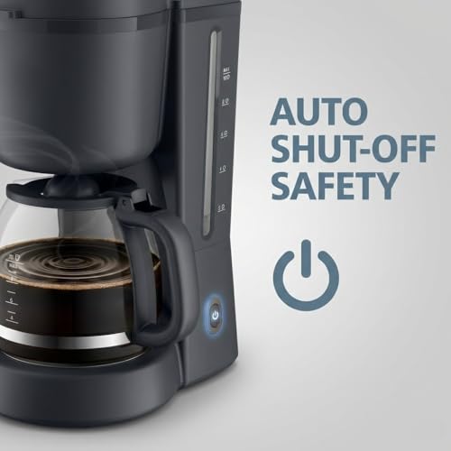 Image of Drumstone (𝐒𝐩𝐞𝐜𝐢𝐚𝐥 𝟏𝟓 𝐘𝐞𝐚𝐫𝐬 𝐖𝐚𝐫𝐫𝐚𝐧𝐭𝐲 1.2 Liter Drip Coffee Maker with Glass Carafe, 10 Cup Coffee Machine, Auto Shut-Off and Keep Warm Function