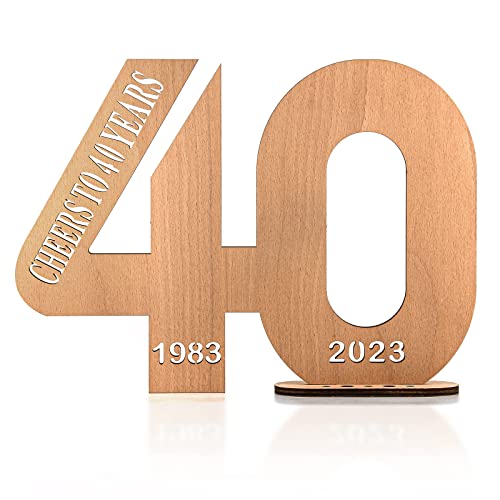 Giftota - 2023 Holz-Schild Gästebuch - Gästebuch Geburtstag 40 Holz - 40 Geburtstag Jubiläum - Deko Zahlen 40 Jahre mit Jahreszahlen - Geschenk für 40 Jahre Mann Frau - 1983-2023(40th) Cover