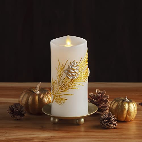 Luminara 996827 Embossed White Pinecone Flameless Led Candle Pillar thumb #1