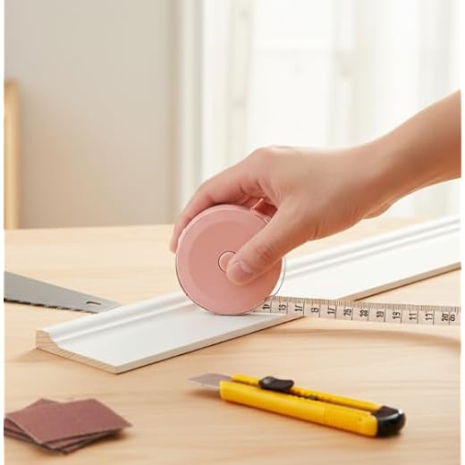 Mini Retractable Measuring Tape Portable Soft Ruler Plastic Tape Measure Flexible Sewing Tool (Pink)