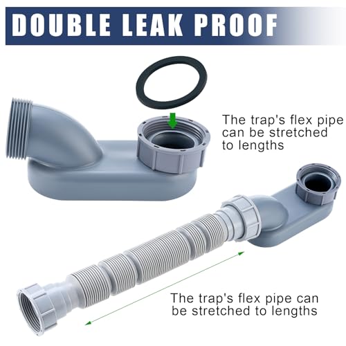 Siphon à profil bas de 3,8 cm Nuanchu, kit d'évacuation durable premium - 4