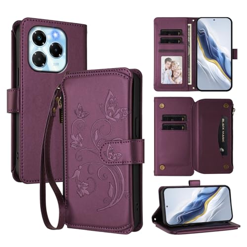 Cover Compatibile con Tecno Spark Go 2024Compatibile con Pop 8 Pop 10C Cordinoã€5 Portacarteã€ã€Portafoglio a cernieraã€ã€Chiusura magnetica〠Stand Flip Custodia Violet