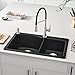 BLANCO 440215 Diamond Silgranit 60/40 Double Bowl Dual Mount Kitchen Sink, 33