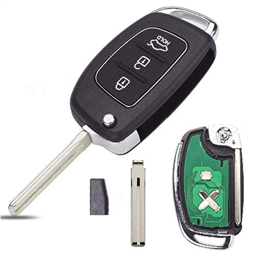 ProPlip Clé complète avec électronique à Programmer Compatible avec Hyundai 3 Boutons I20 Ix35 IX 35 I30 I40 IX45 Santa Fe Solaris Accent Tucson KIA Rio...
