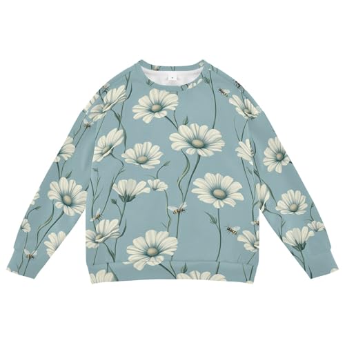 JUNZAN Vintage Osteospermum Turquoise Little Boys Hooded Sweatshirt Long Sleeve Sweatshirt With Hoodie Athletic 4T