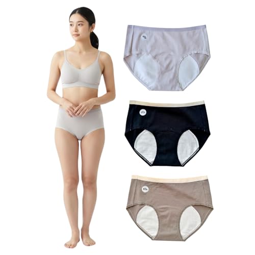[ComfyCove] サニタリーショーツ レディース 3枚セット 独自設計 ひょうたん型 95%綿 生理用パンツ 抗菌消臭 蒸れにくい M アソートAの商品画像（Amazon）