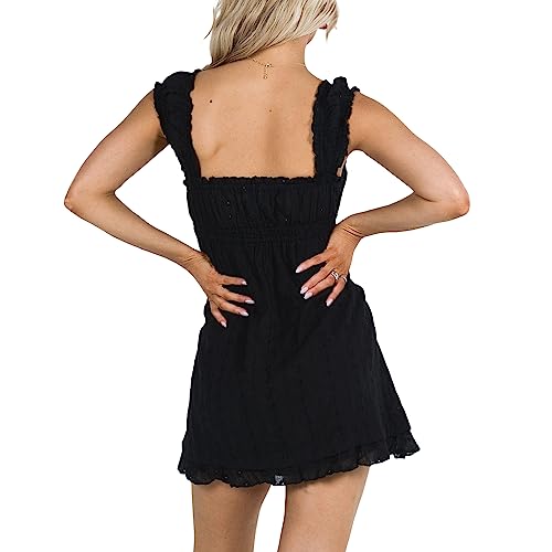Image of Women Graduation Mini Dress Y2k Sleeveless Sqare Neck A-line Babydoll Short Dress Coquette Party Club Dress