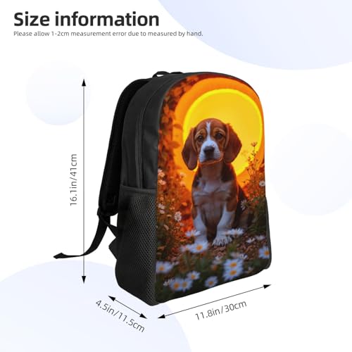 Comfort Fit Unisex Beagle Daisies Garden Light Backpack Durable for Daily Commute & Travel Adventures 16 Inch4