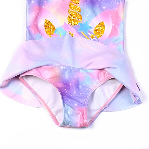 Image of QPANCY One Piece Swimsuits for Girl Ruffle Unicorn Bathing Suits Strap Swimwear