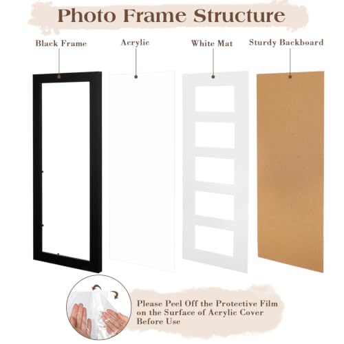 Image of Namalu 2 Pcs 2 x 3 Multi Pictures Frame Collage Wall Decor with 5 Openings Black Wood Mini Film Photo Wall Frames for Display Wedding Graduation Decoration, 15.8 x 6.3 Inches
