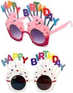 Dusenly 2pcs Funny Happy Birthday Glasses Eyeglasses Sweet Cream Cake Shaped Kids Novelty Sunglasses Birthday Party Favors Costume Decoration for Kids & Adults