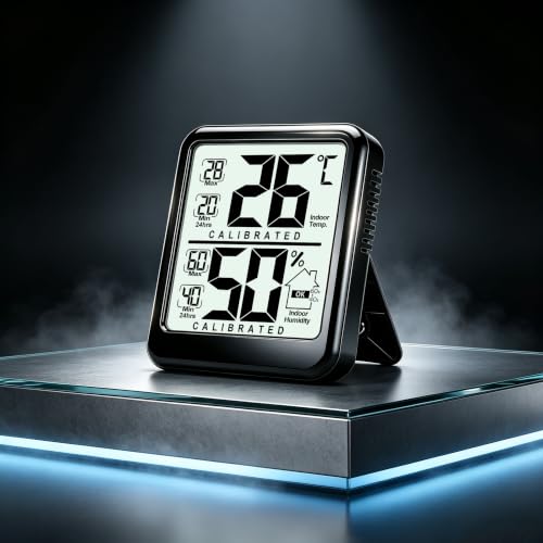 Antonki Digital Hygrometer Indoor Thermometer, Humidity Meter with Max/Min Records, Room Temperature and Humidity Monitor for Home, Baby Nursery, Reptile, Plant - Battery Included (Small)