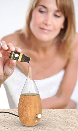 VINEVIDA Raindrop Nebulizer - Nebulizing Essential Oil Diffuser - Waterless diffuser For Essential Oils Aromatherapy - Wood Base, Glass Top - Fills Rooms With Pure and Natural Aromas (Light Wood)