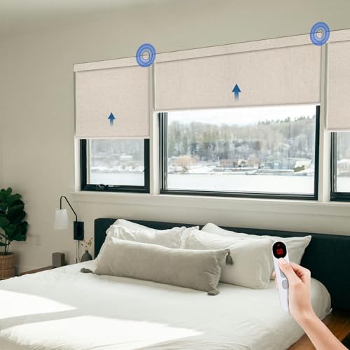 Motorized Blackout Window Blinds with Remote 35x72