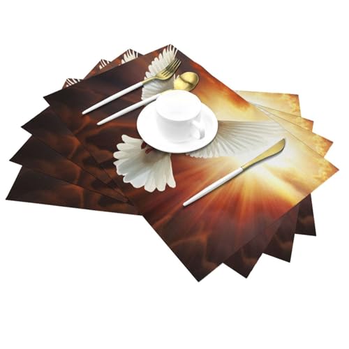 Sets de table design colombe et soleil en PVC tissé haut de gamme x6 - 4