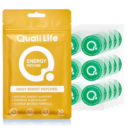 QualiLife Energy Patches for Women and Men - Daily Wellness Awake Patch with Caffeine for Boost Energy & Reduced Fatigue -30 Count