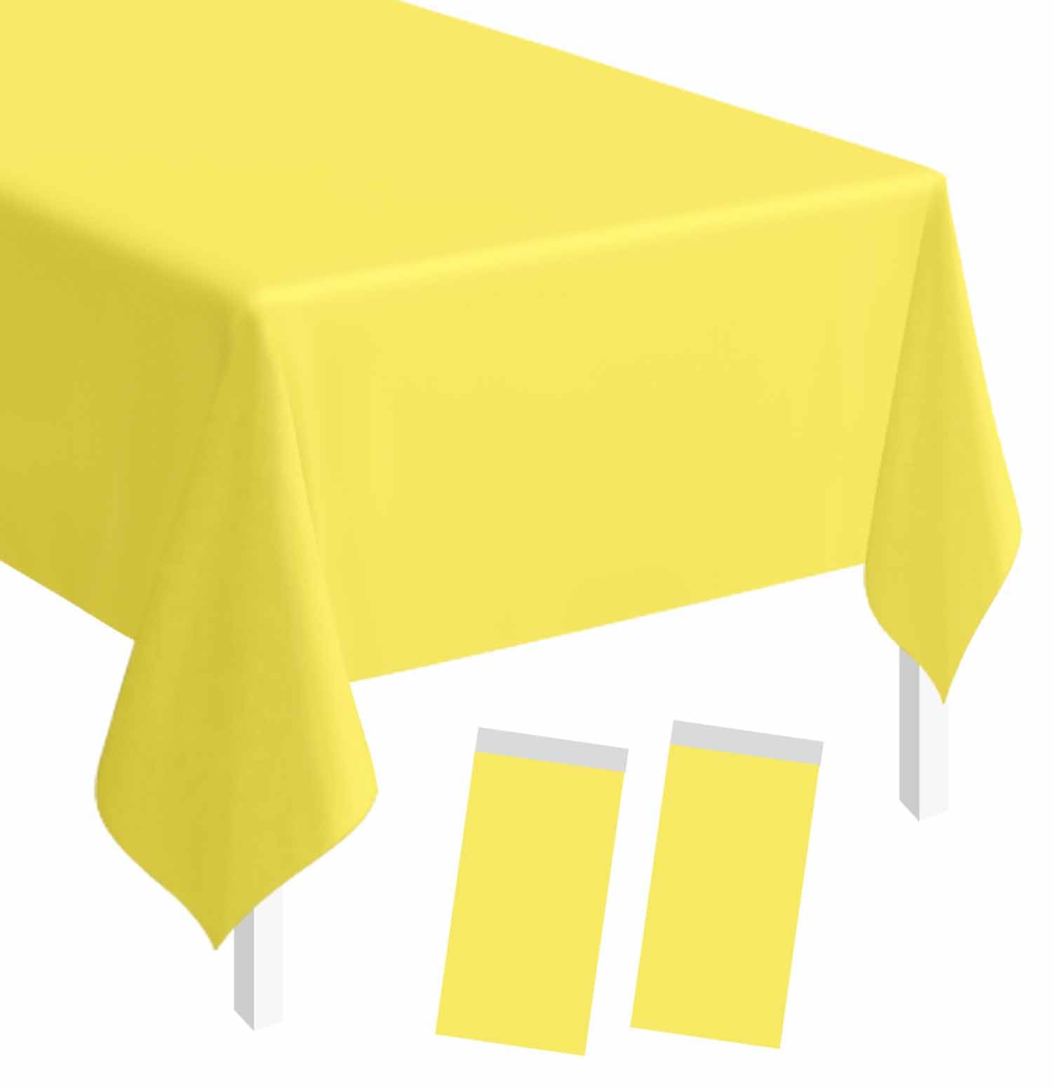 SietDESEO 2 Pack Yellow Plastic Tablecloth Rectangle 54 x 108 Premium Disposable Table Cloth Plastic Yellow Table Cover for Wedding Baby Shower Party Decorations