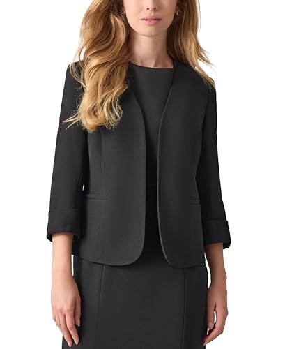 Kasper Women's Plus-Size Stretch Blazer-Cardigan-Style with Rolled Cuff Sleeves